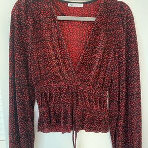 Zara Red Blouse Elegant Top